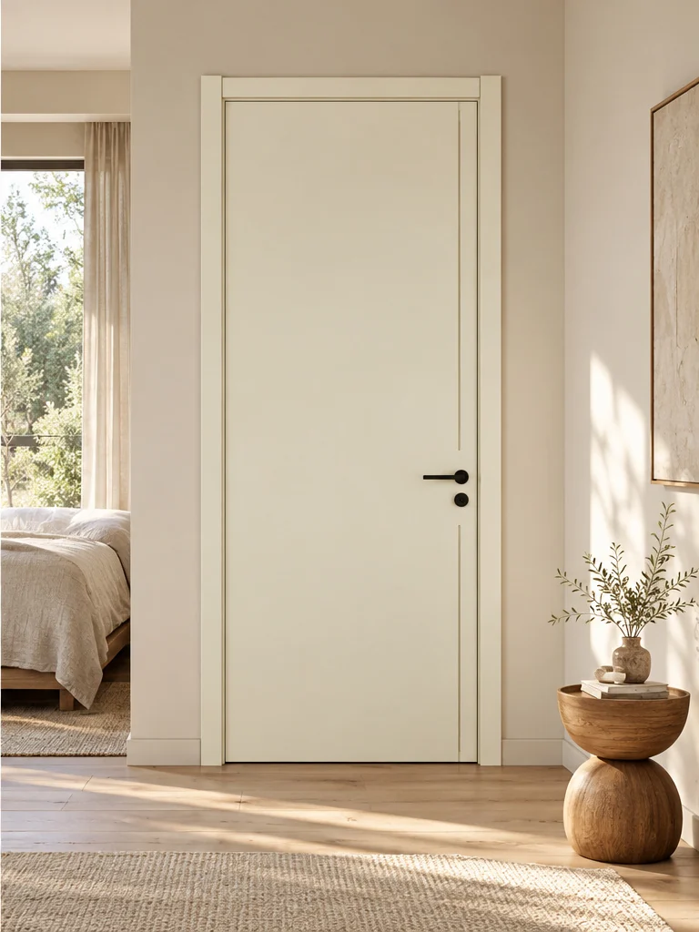 Ivory line interior door in an illustrative room setting